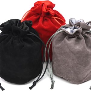 Rode/grijze/zwarte dobbelzak met trekkoord