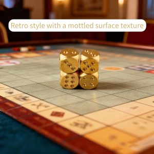 Set van 4 koperen en gouden dobbelstenen